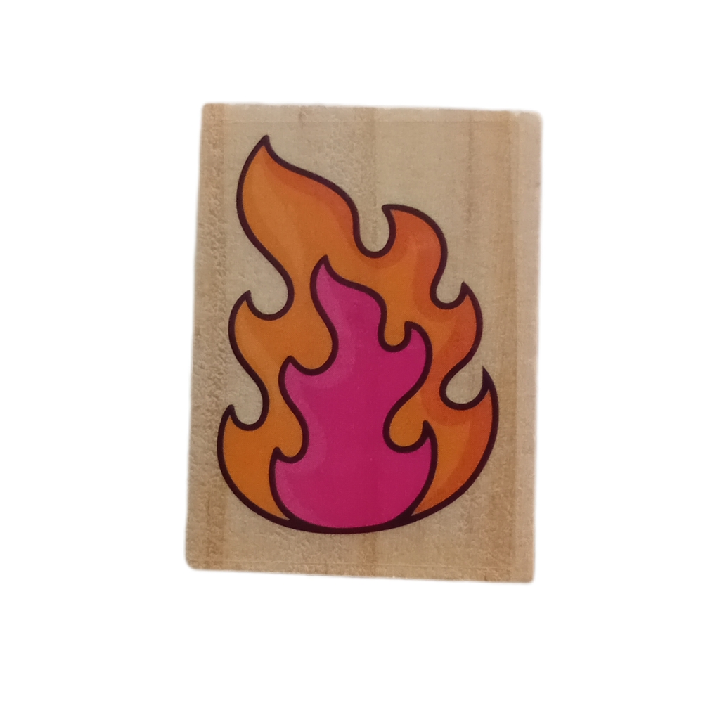 Vibrant Pink and Orange Flame Design Stamp